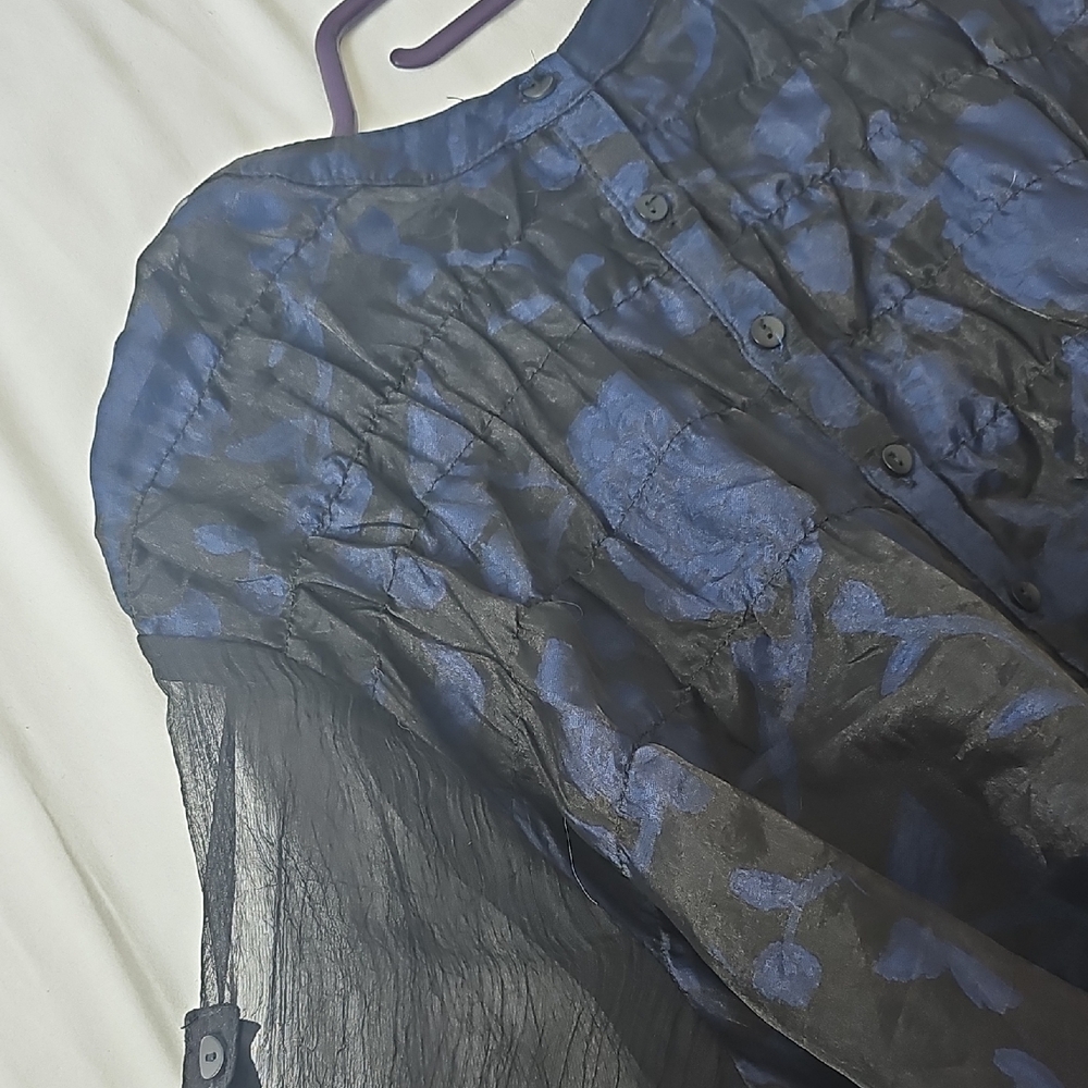 Sheer Black and Blue Lace Chiffon Dress - Picture 2 of 8
